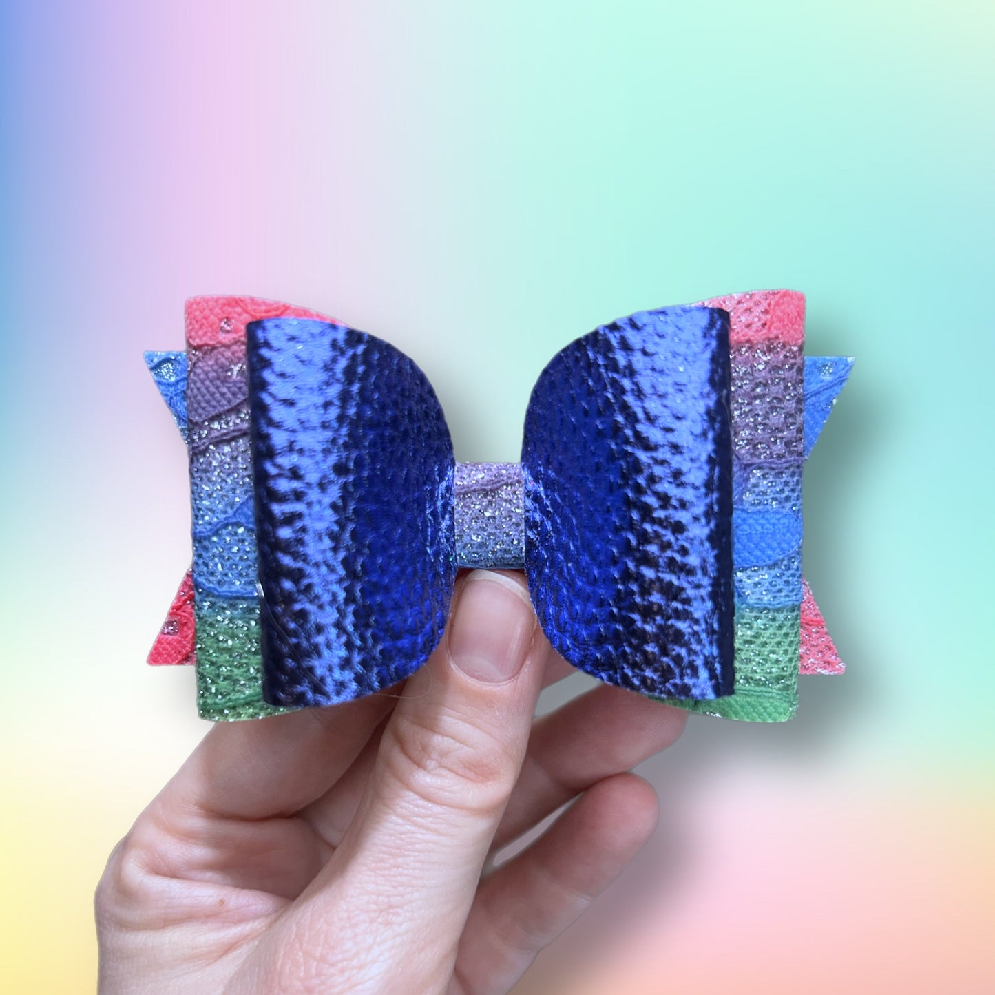 Rainbow OOAK 8 4” Stacked Bow