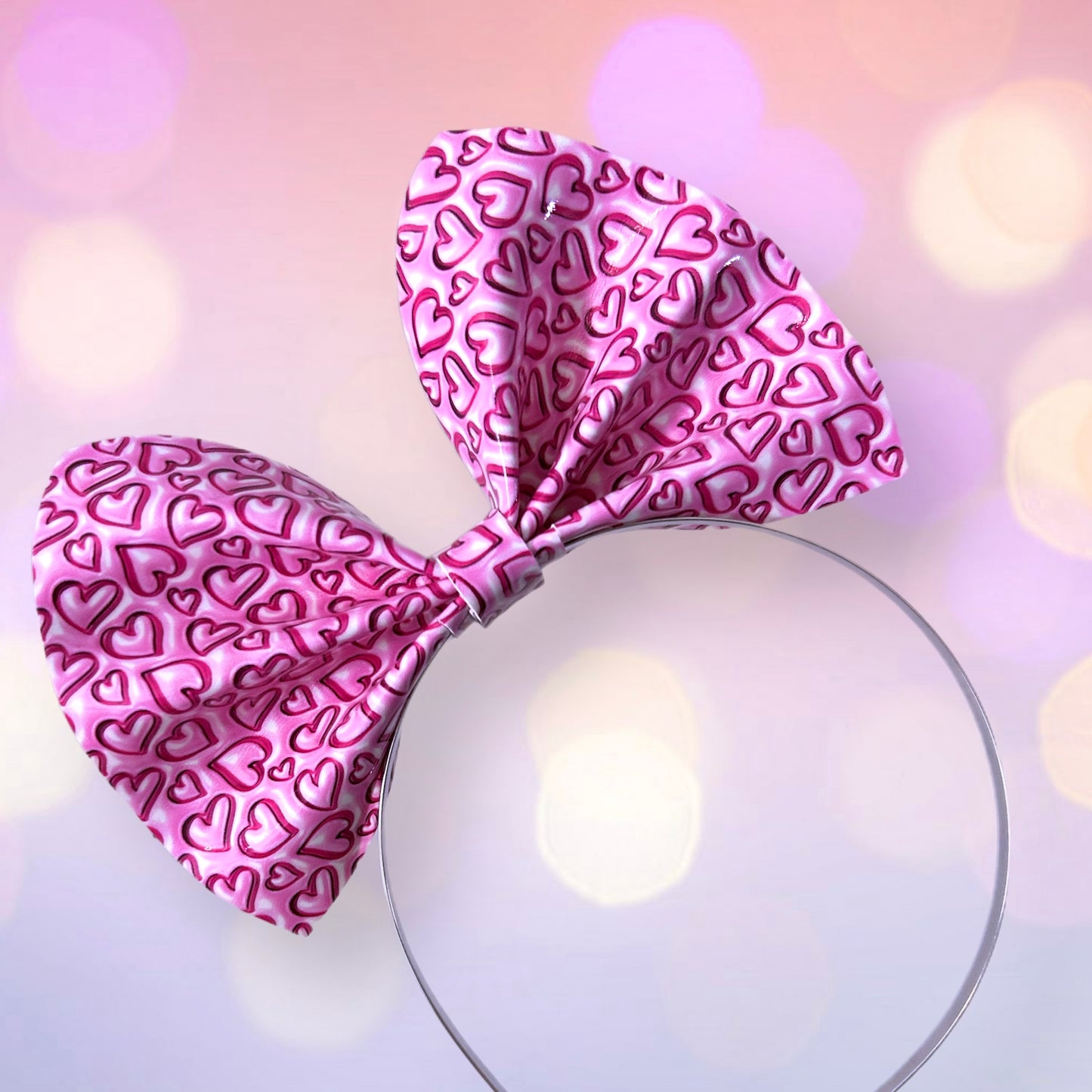 Glossy Hearts 6” Basic Bow Headband