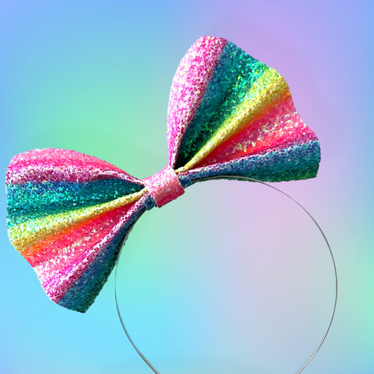 Slightly Flawed Neon Rainbow 6” Basic Bow Headband