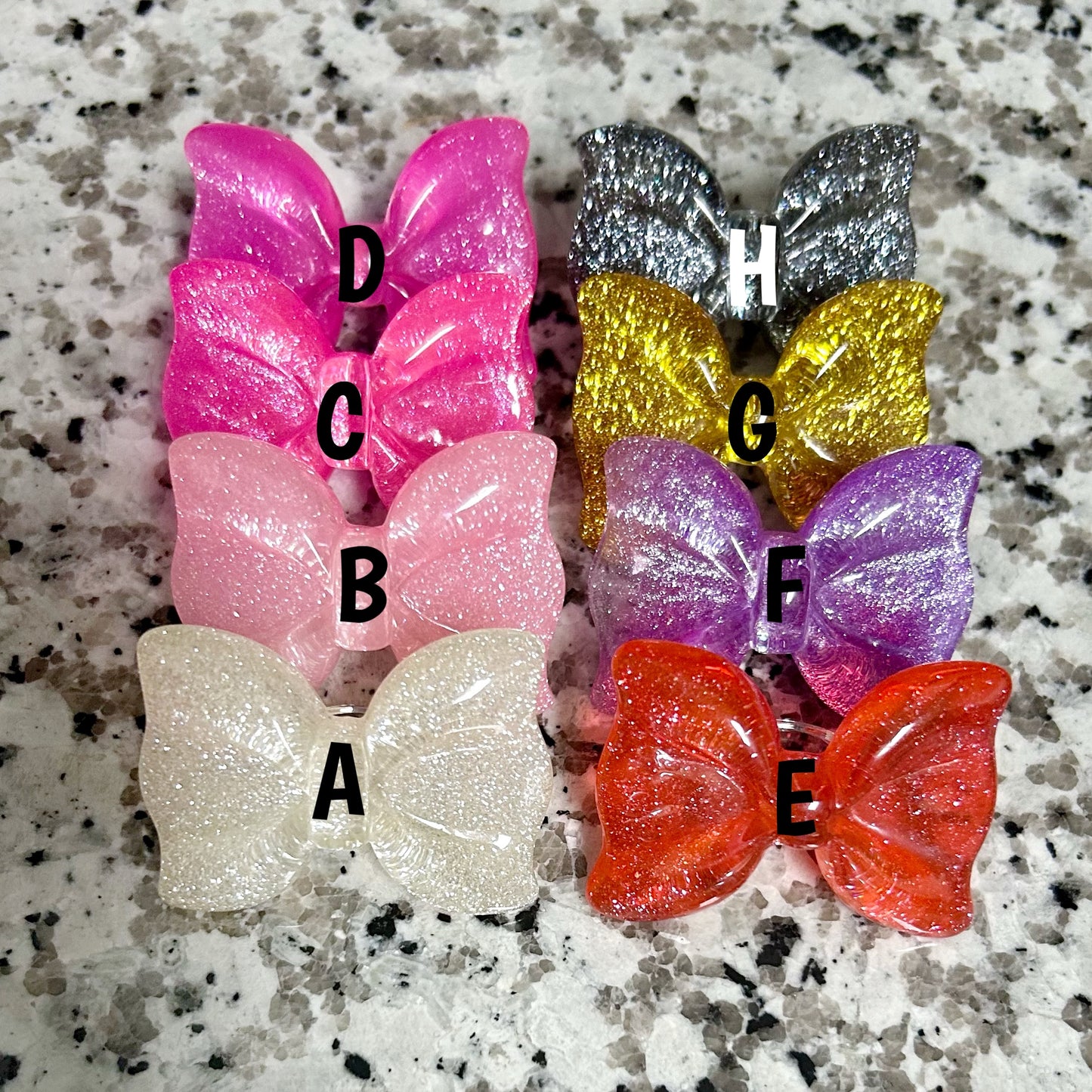 Acrylic Glitter Bow Straw Rings