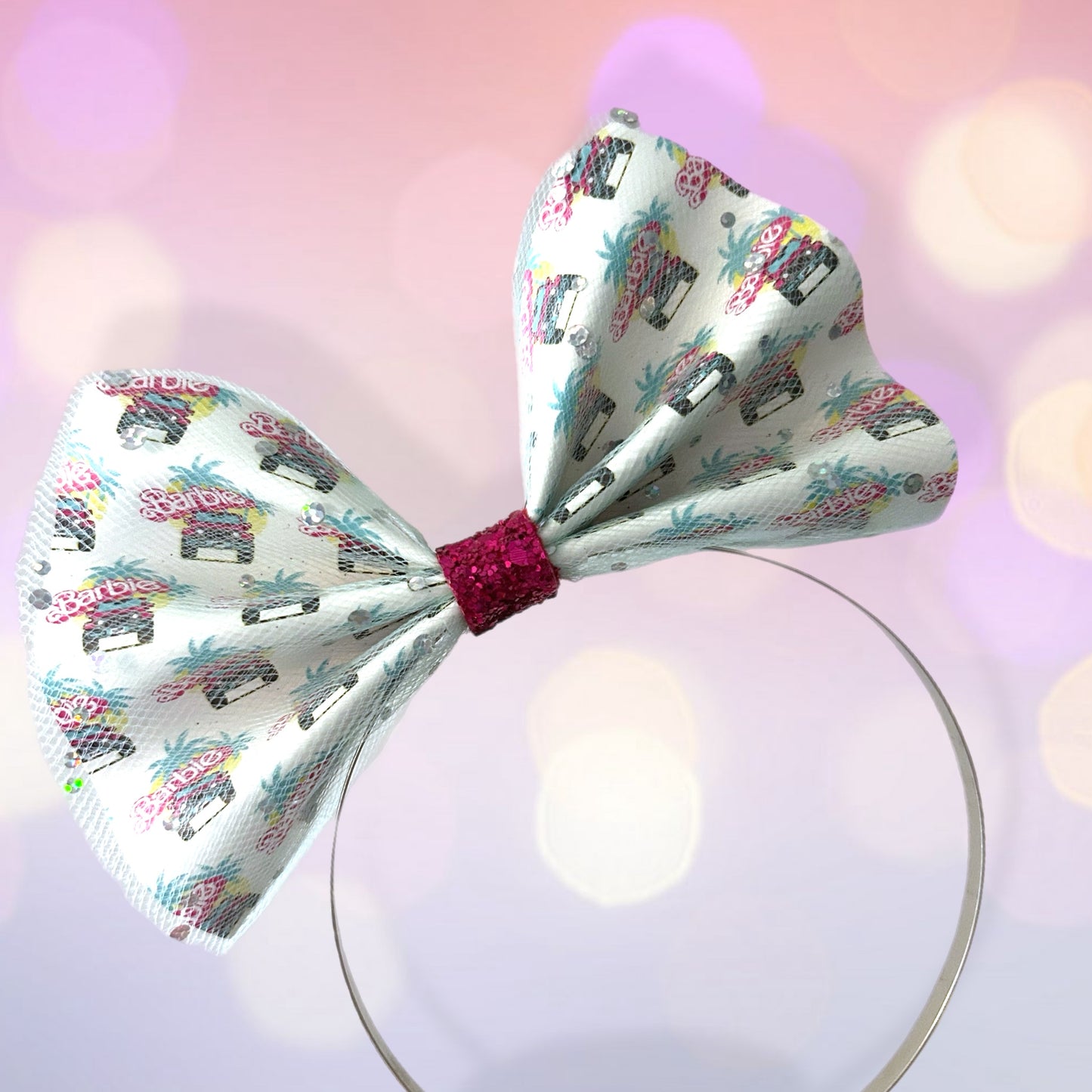 OOAK 2 6” Basic Bow Headband With Tulle Overlay