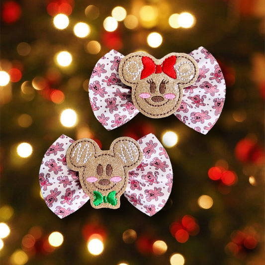 OOAK Ginger Mice Embellished 4” Basic Bow Piggy Sets
