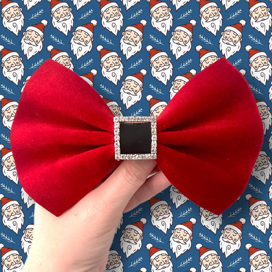 Velvet Santa Suit 6” Basic Bow on clip