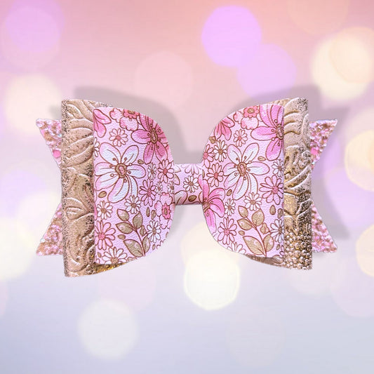 80s Floral 4” Stacked Bow