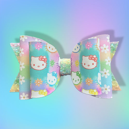 Pastel Cat 4” Stacked Bow